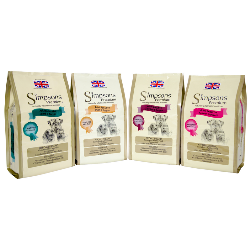 Multipack of Sensitive Dog Food Range Simpsons Premium