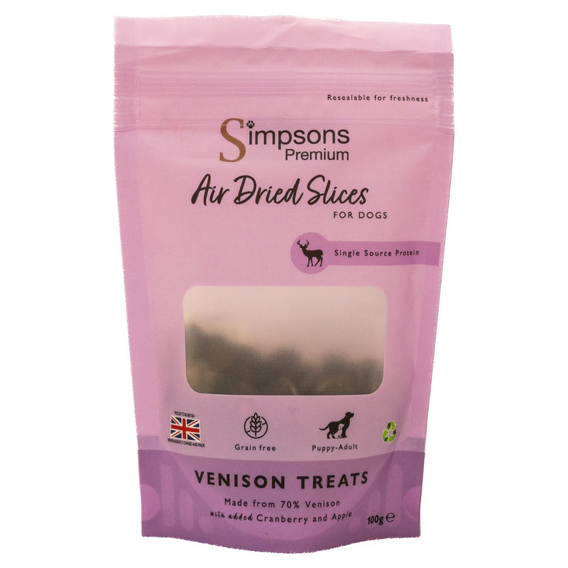 Air Dried Sliced Venison Dog Treats 100g